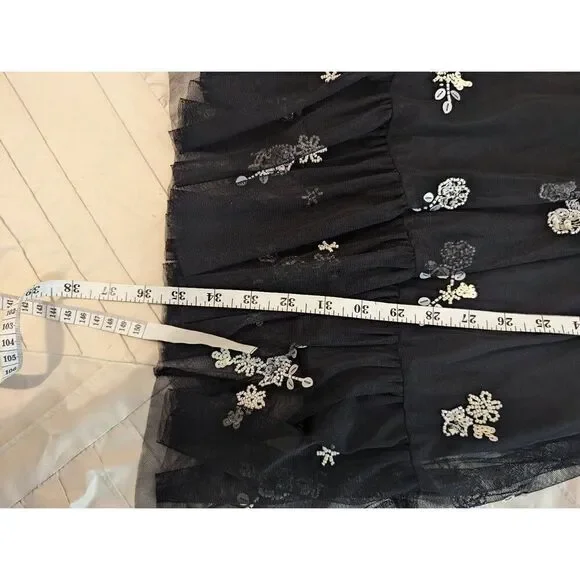 Adrianna Papell Women’s 14 Black Floral Spaghetti Strap Mini Dress - Picture 7 of 8